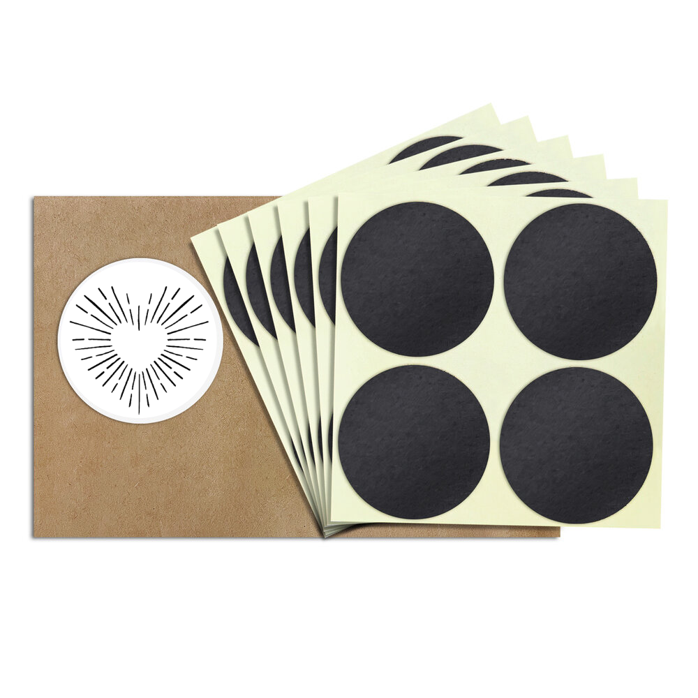 1.5" Circle Charcoal Striker Stickers - Set of 24