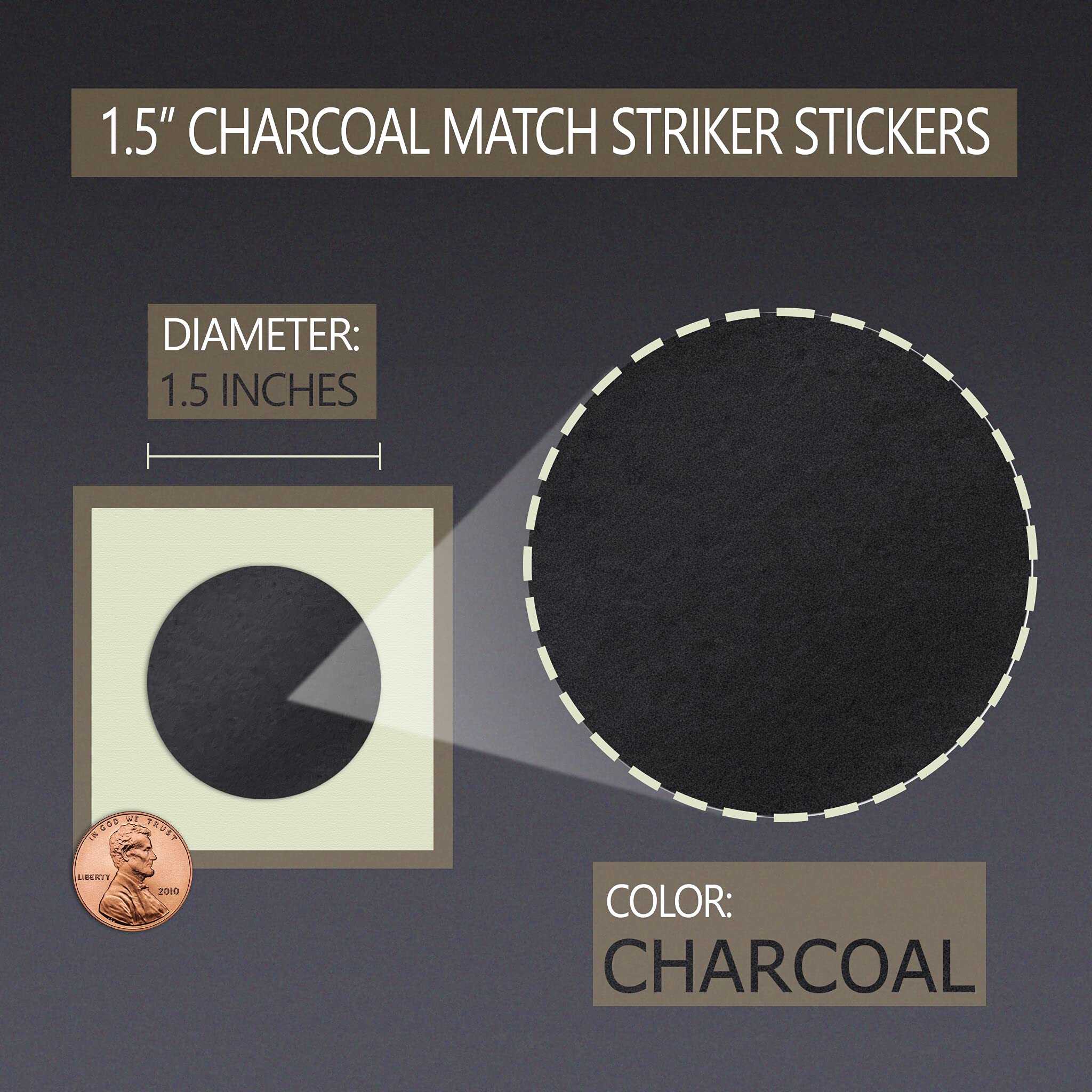 1.5" Circle Charcoal Striker Stickers - Set of 24