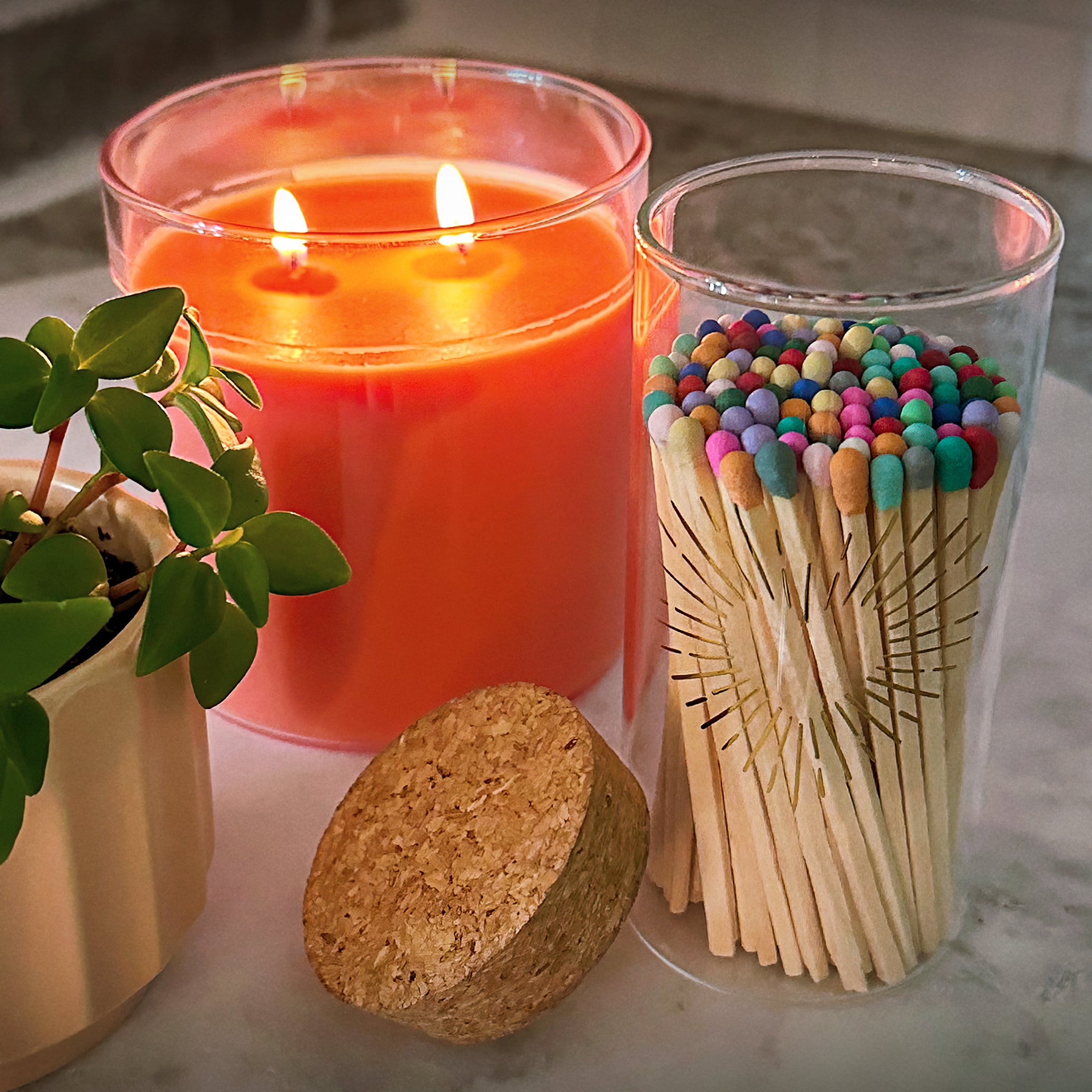 4" Black Tip Pink Safety Matches in a Heart Foil Large Cork Top Jar