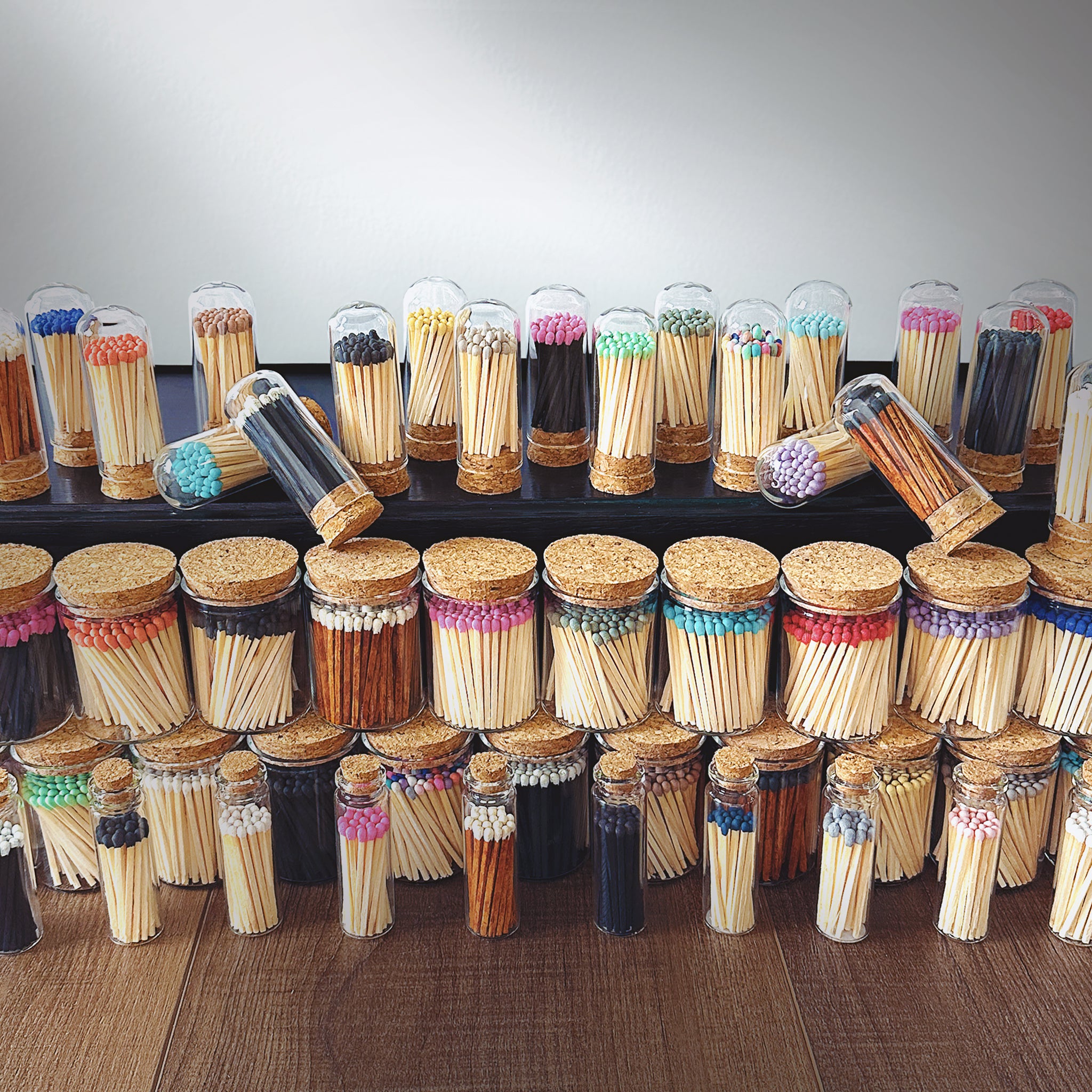 2" Aqua Blue Tip Safety Matches in 6 Small Bottles