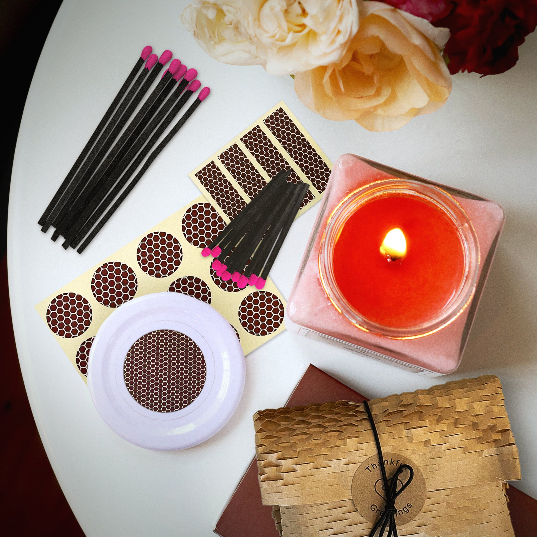 2" Black Stick Hot Pink Tip Safety Matches in 6 Small Bottles