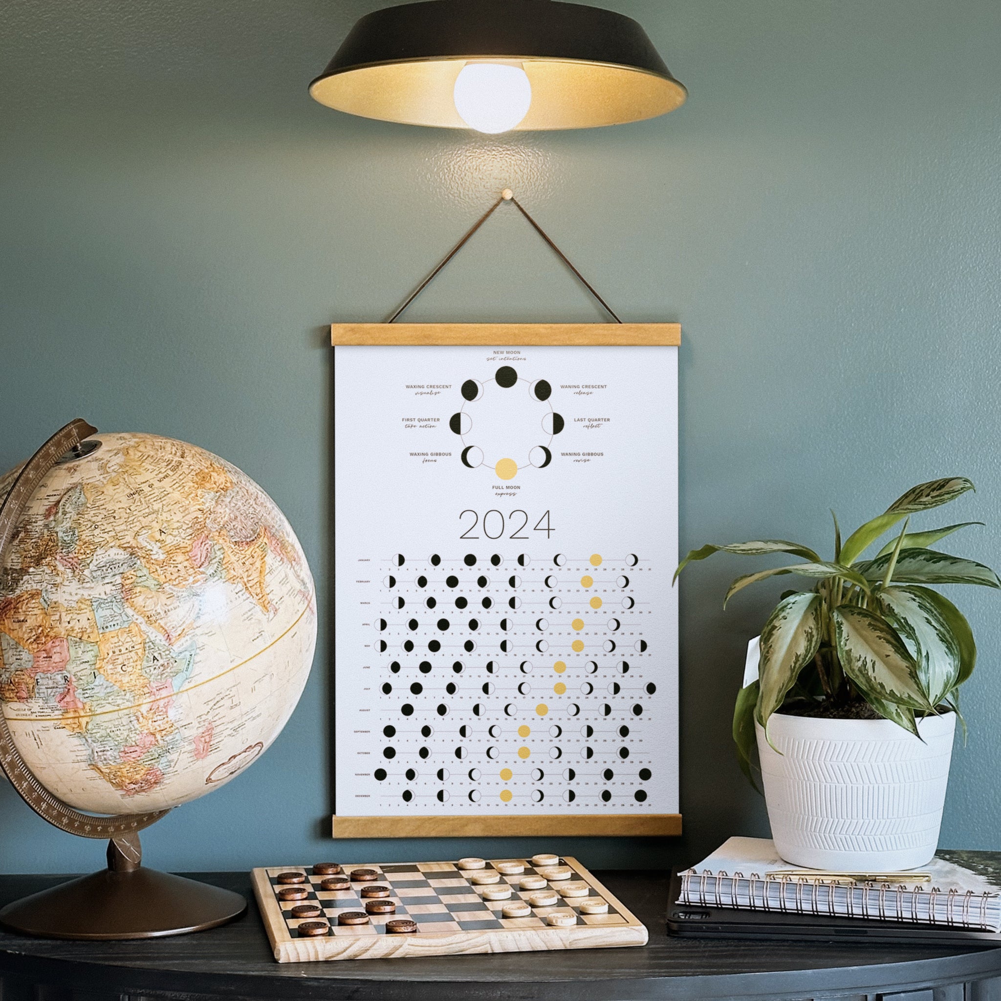 2024 Moon Phase Calendar - Light (SHIPS FLAT)