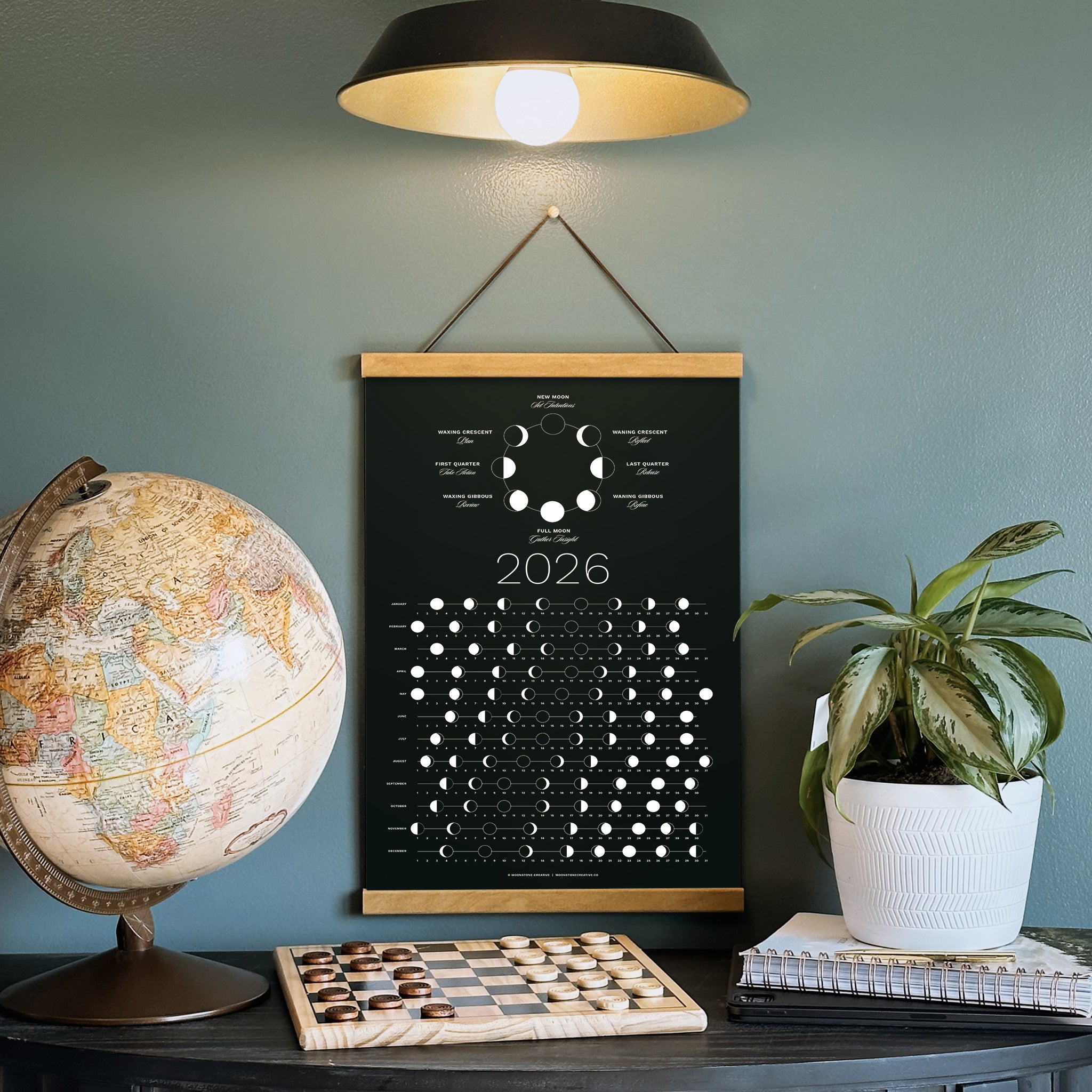 2026 Moon Phase Calendar - Dark (SHIPS FLAT)