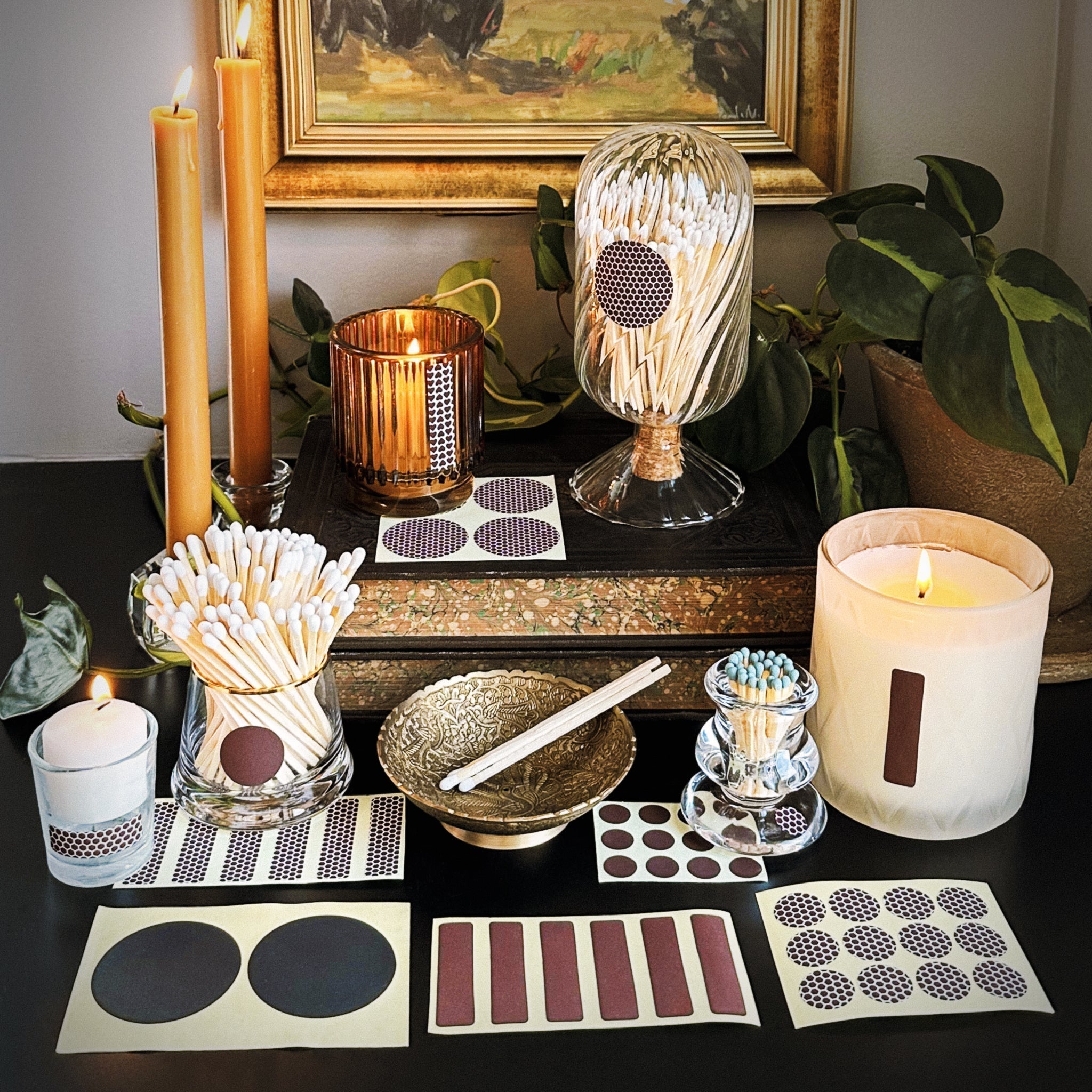 .5" Circle Charcoal Striker Stickers - Set of 50